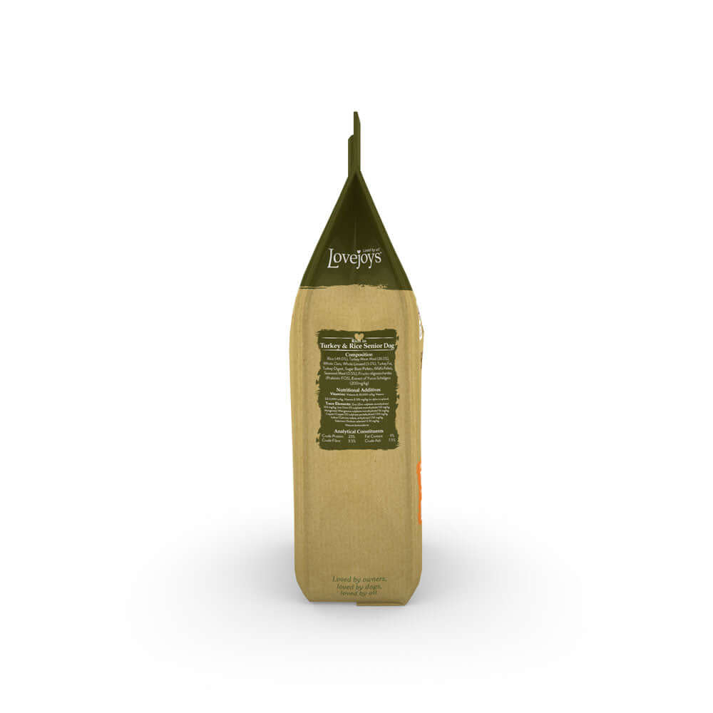 Lovejoys Senior/Light Dry Turkey & Rice side of pack