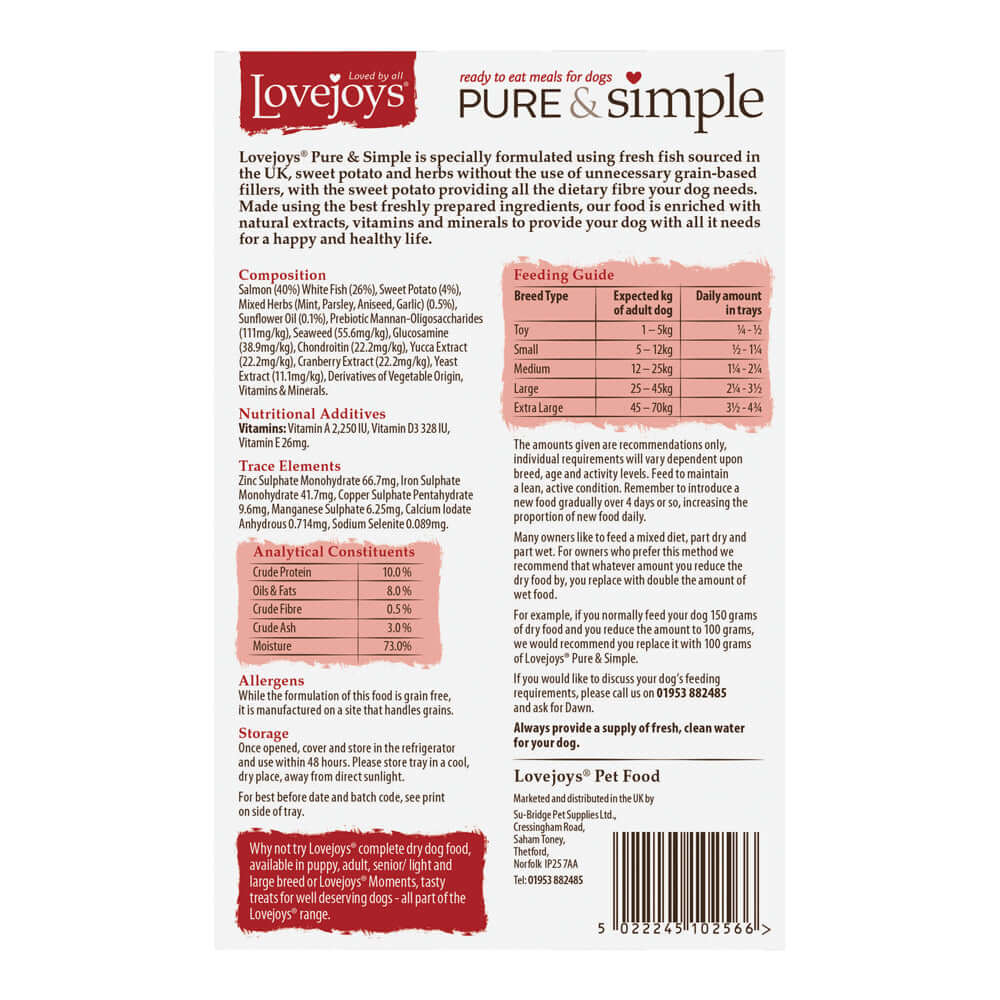Pure & Simple Grain Free Salmon Wet Dog Food Lovejoys